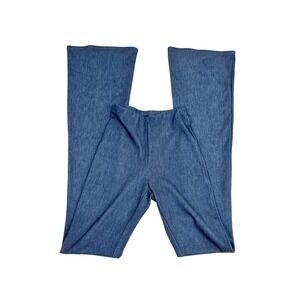 Naked Wardrobe Blue Denim Look High Waisted Bell Bottom Flare Leggings XS
